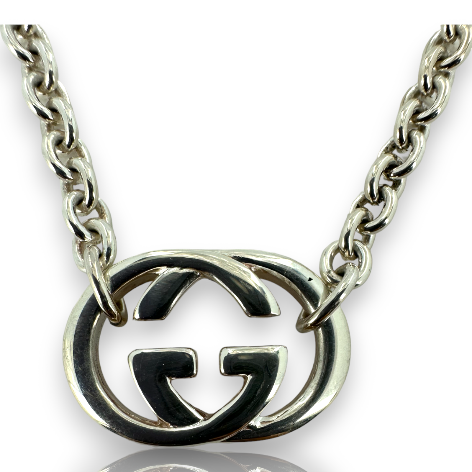 Gucci Interlocking Double G Logo Pendant Necklace 925 Sterling Silver GEM Pawnbrokers