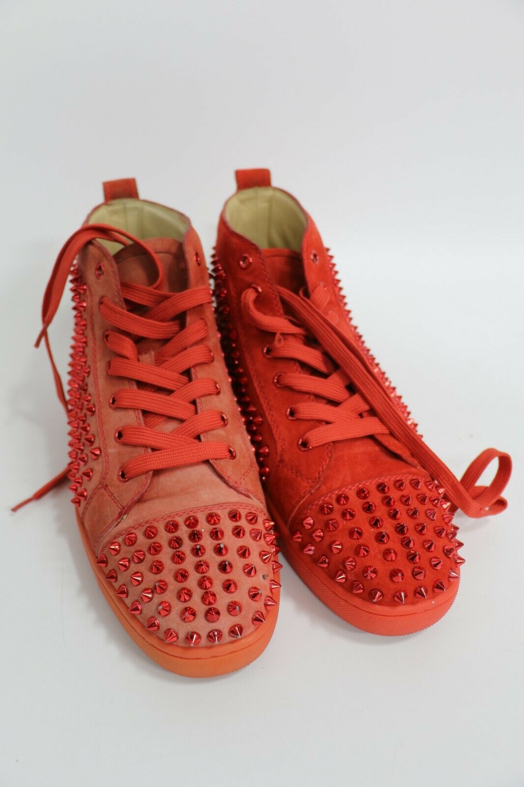 Christian Louboutin Red Suede Louis Spike High Top Sneakers Size 40.5  Christian Louboutin