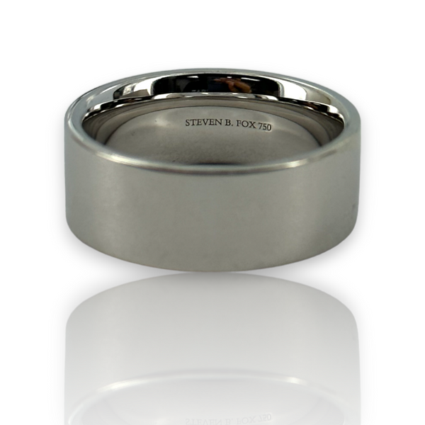 Steven Fox Wedding Band 18kt 750 White Gold Polish Classic Flat Ring Size 8.5