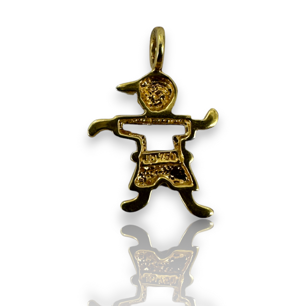 Boy Kid Child Children Cutout Outline 18k Gold Charm Family Pendant