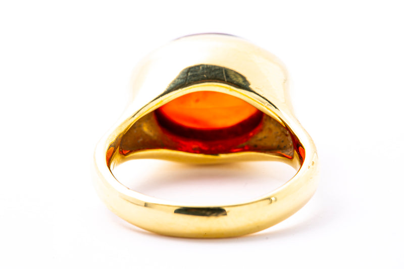 Ippolita Scultura Carnelian Solitaire 18K 750 Yellow Gold Ring Sz 6 1/2