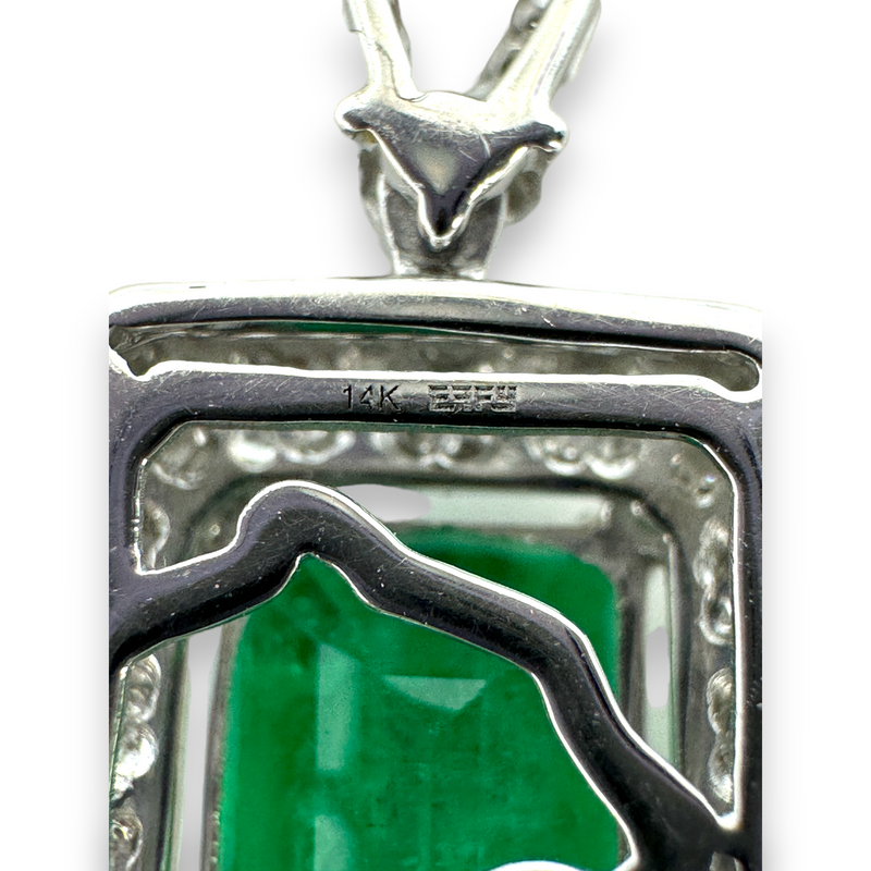 Effy Brasilica Emerald & Diamond Drop 14k 585 White Gold Charm Pendant