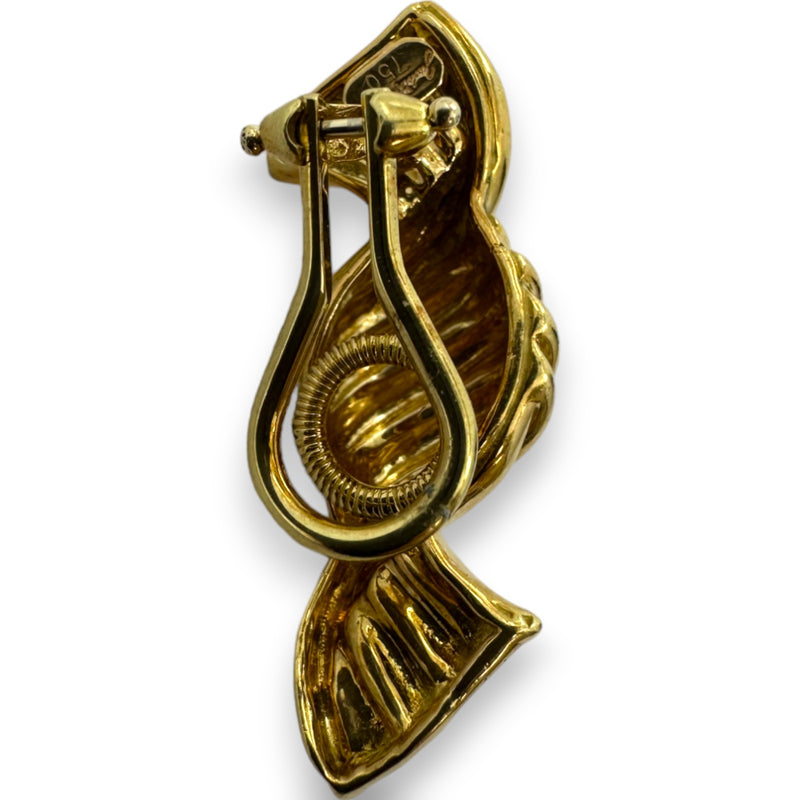 Judith Leiber Solid 18k Yellow Gold Swirl Candy Single Earring French Clip-On