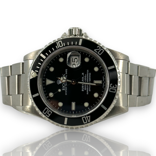 Rolex Submariner 16610 Stainless Steel Black Dial 1991 Wrist Watch Swiss Made