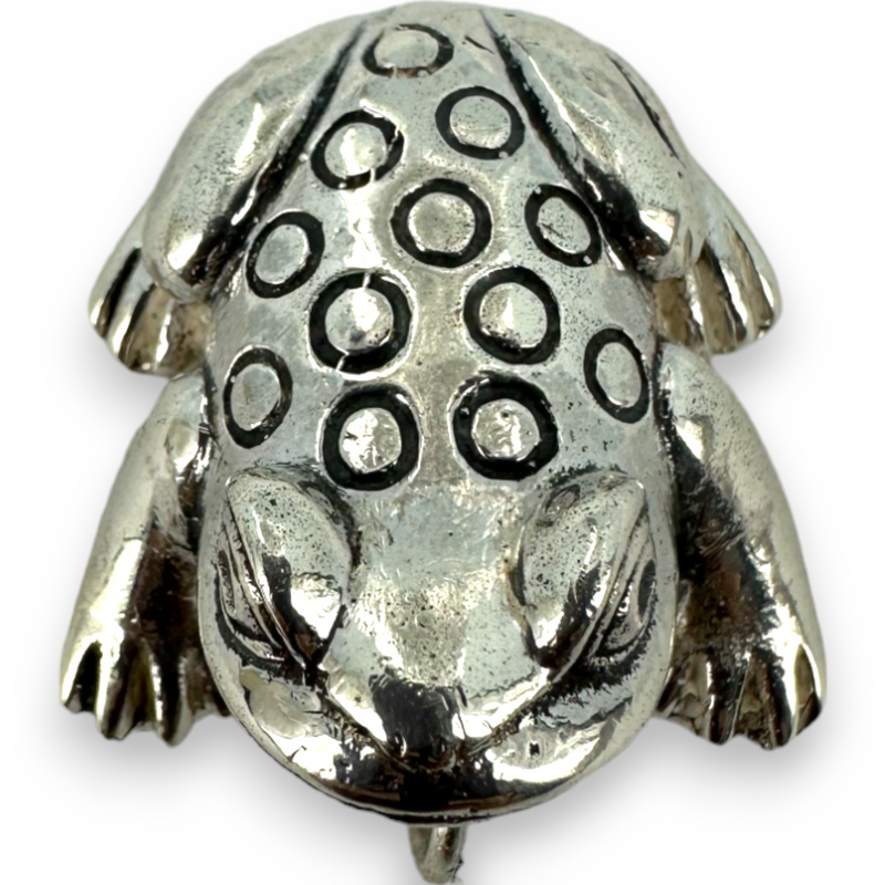 Walva Peru Leaping Dot Frog Pendant 950 Fine Silver Charm