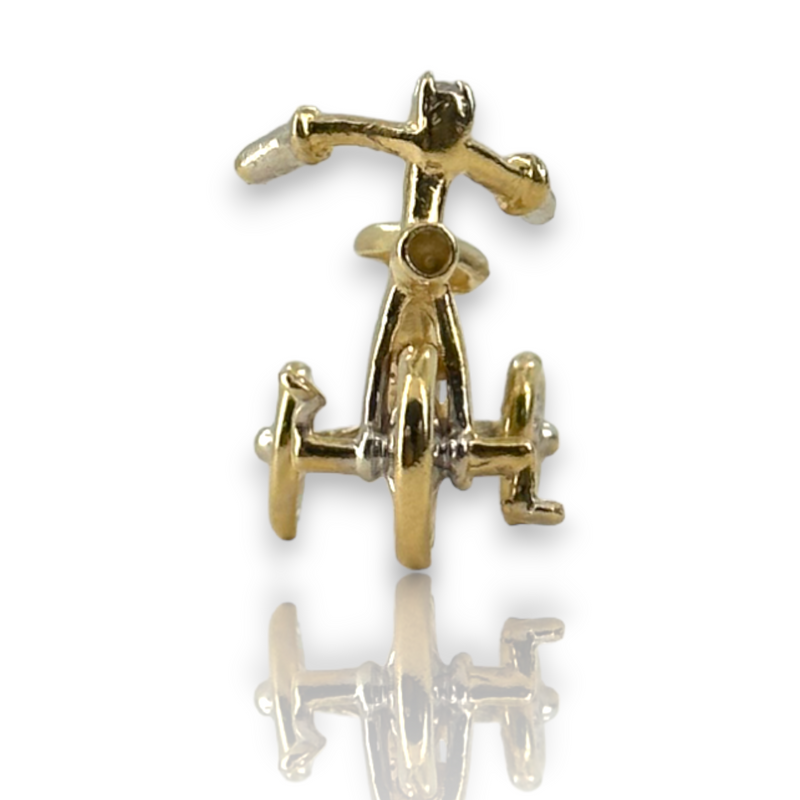 Kids Tricycle Three Wheeler 14k 585 Yellow White Gold Charm Pendant