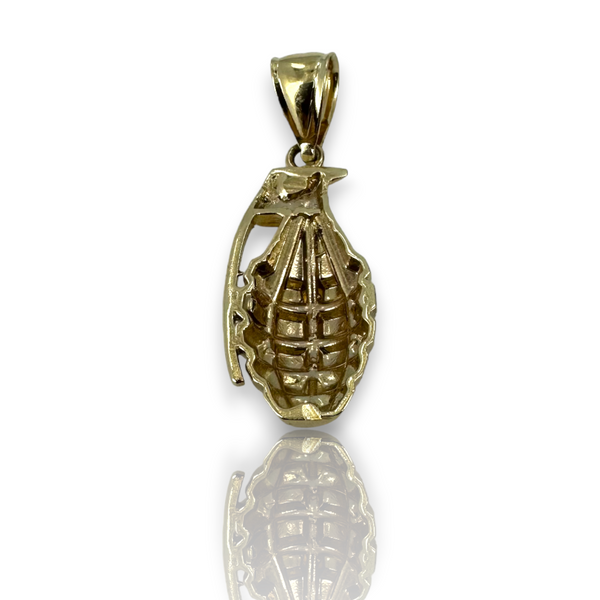 Medium Hand Gernade 14k 585 Yellow Gold Charm Pendant