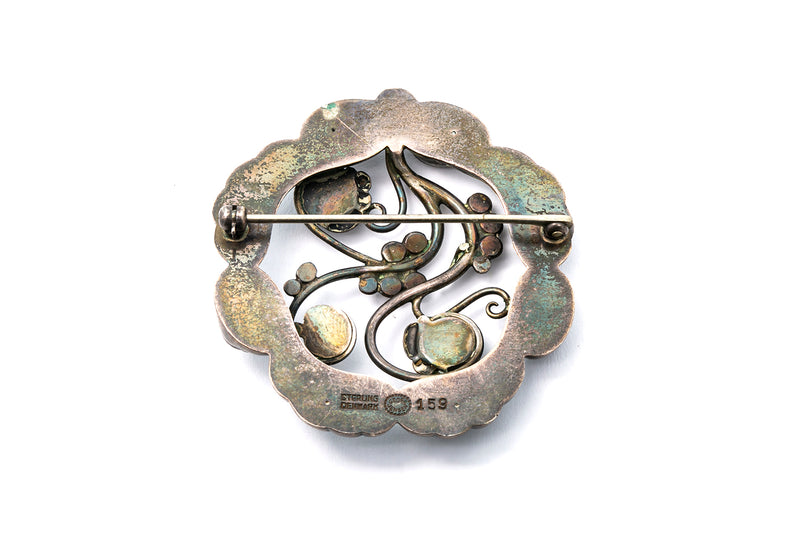 Georg Jensen Art Nouveau #159 Sterling Silver 925 Brooch Lapel Pin