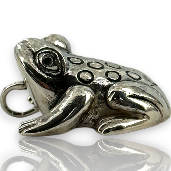 Walva Peru Leaping Dot Frog Pendant 950 Fine Silver Charm