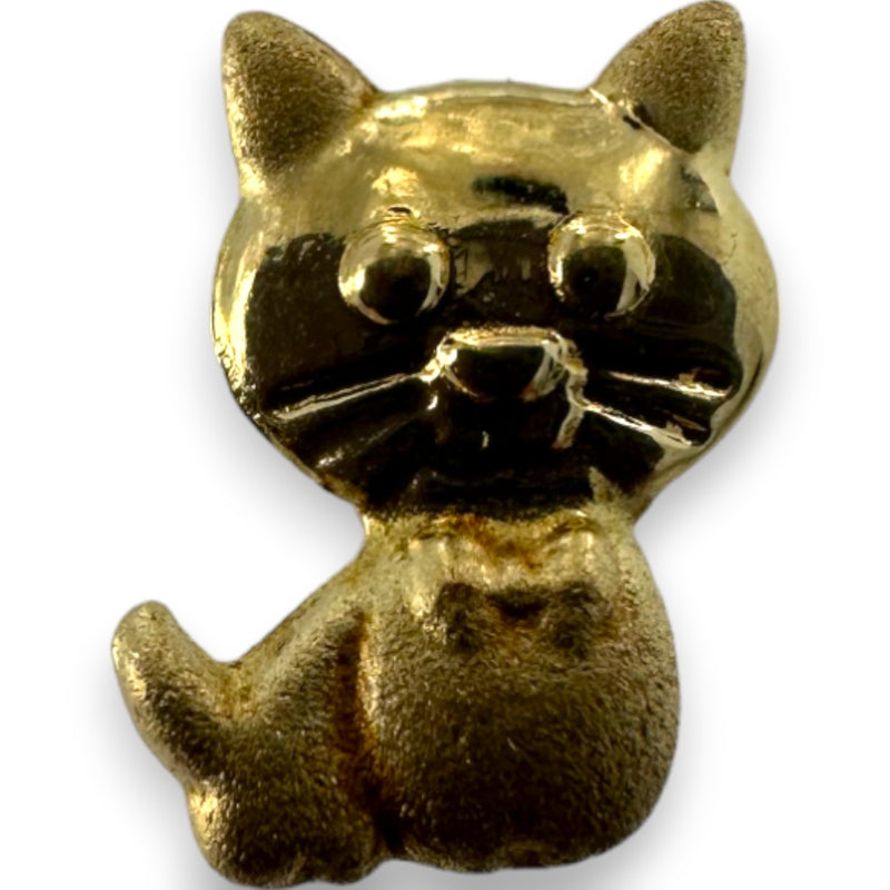 Kids 10kt Solid Yellow Gold Cute Cartoon Cat Kitten Screw-Back Stud Earrings with 18k Gold Earring Backs