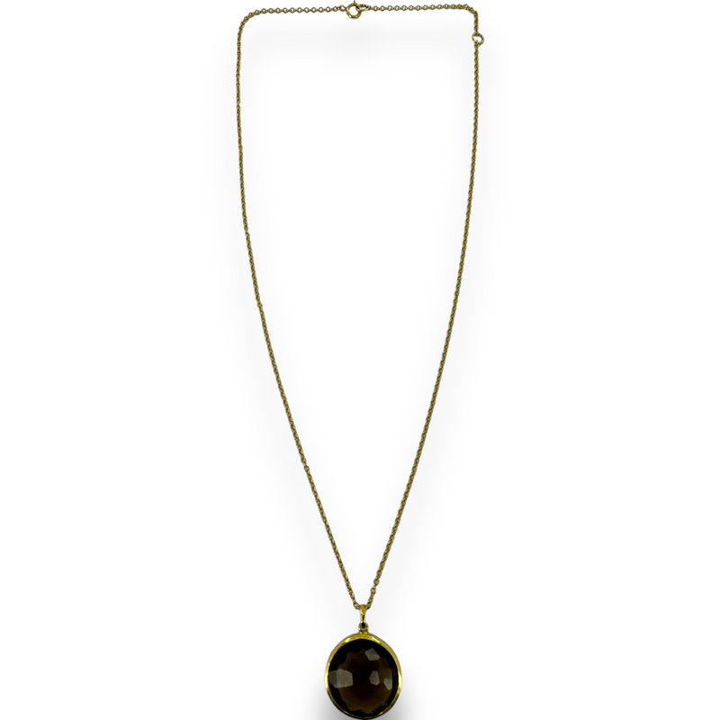 Ippolita Rock Candy Faceted Round Smoky Quartz Pendant Necklace Yellow Gold 18KT 750