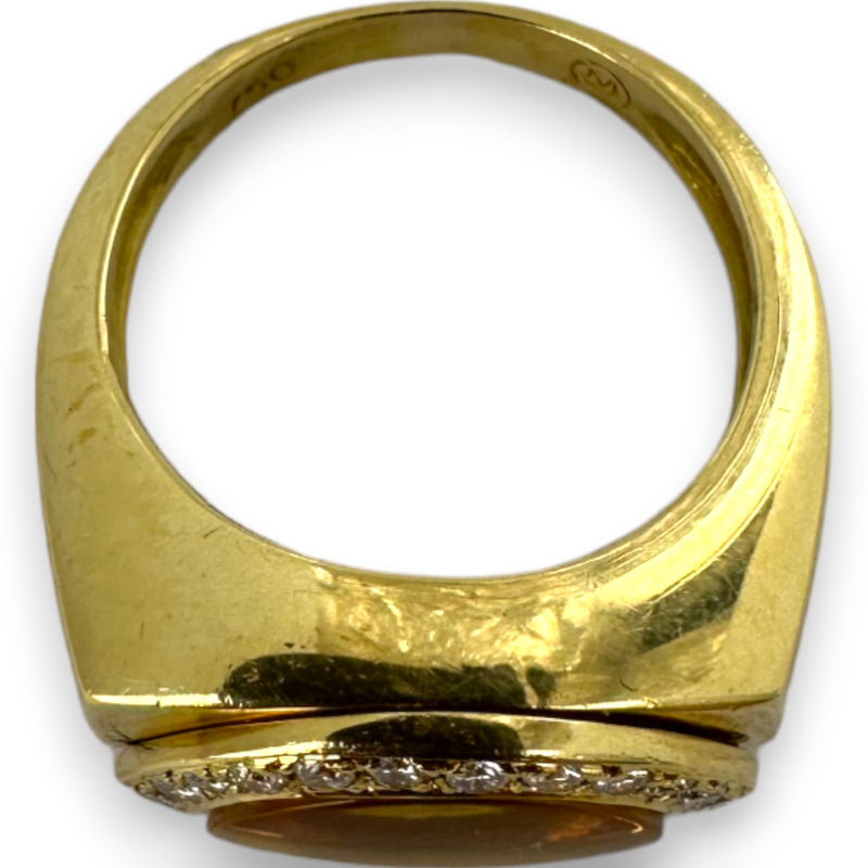 MOVADO Radius Collection Solid 18kt Yellow Gold Citrine and Diamond Half Moon Ring Size 7.75