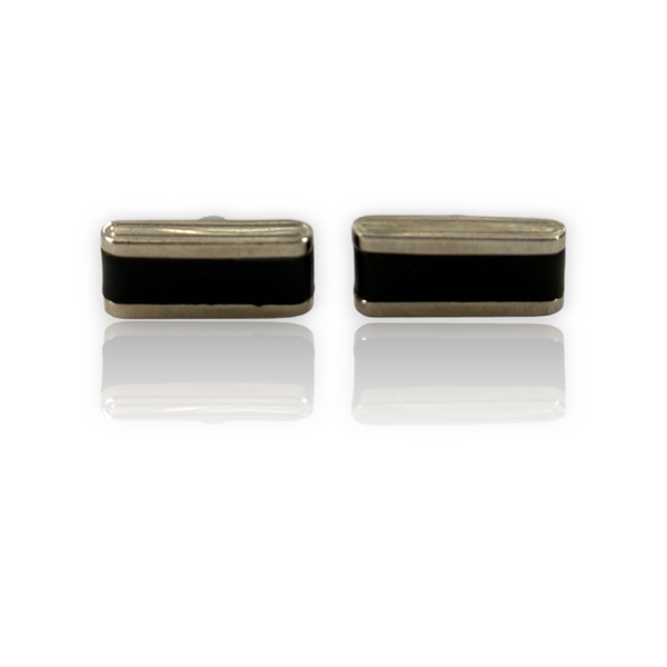 Hugo Boss Rectangular Stainless Steel Cufflinks Black Color Italy