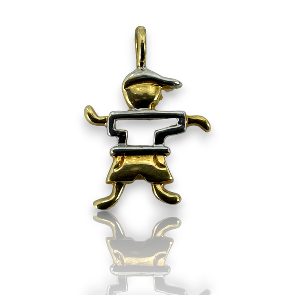 Boy Kid Child Children Cutout Outline 18k Gold Charm Family Pendant