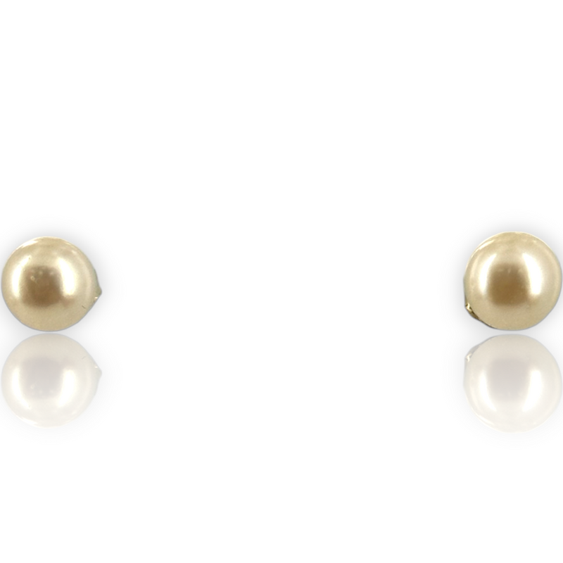 Akoya White Pearl 6mm 14K 585 Yellow Gold Stud Earrings