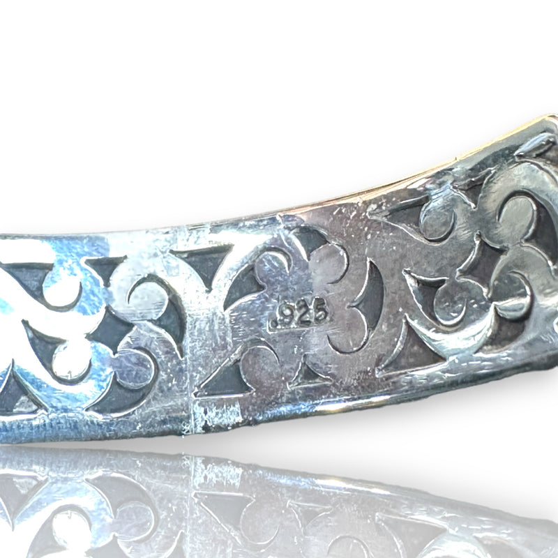 Lois Hill Hammered 925 Sterling Silver Cuff with Filigree and Granulation Details