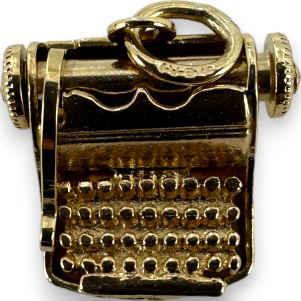 Vintage Movable Typewriter 14KT 585 Yellow Gold Charm Pendant