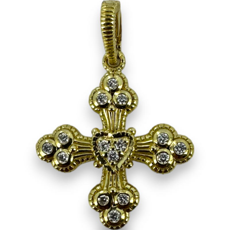 Judith Ripka Diamond Maltese Cross 18KT 750 Yellow Gold Charm Pendant