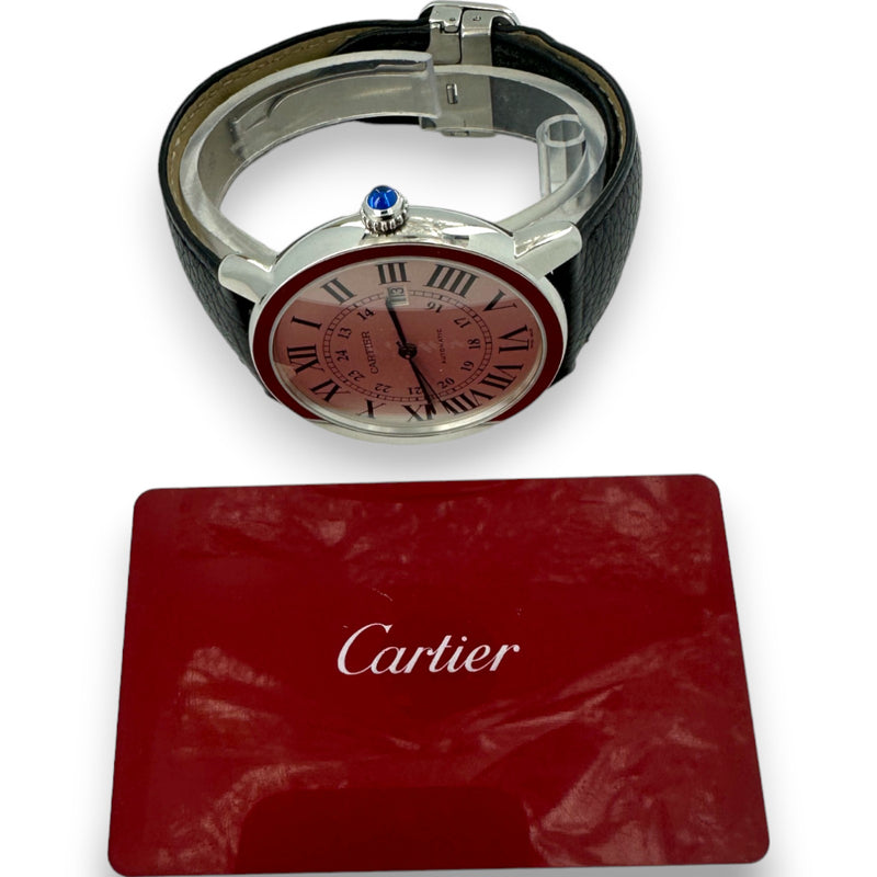 Cartier Ronde Solo XL 42mm 3802 Stainless Steel Watch Leather Papers