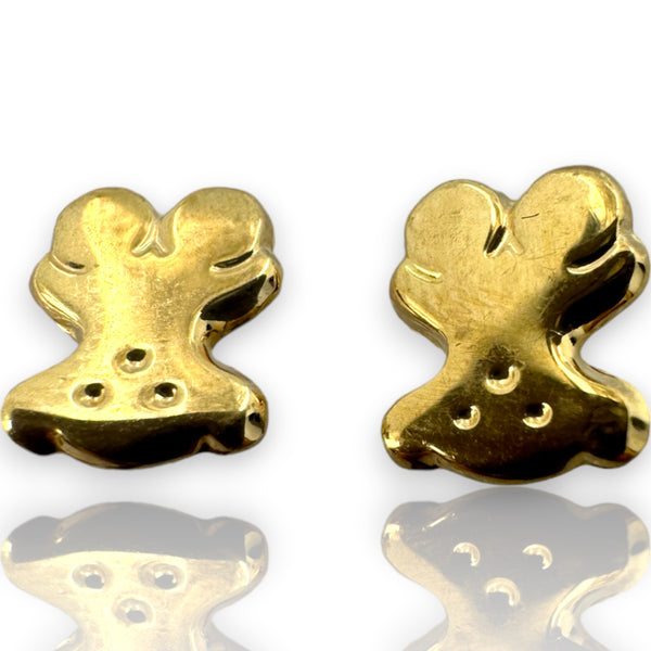 Kids 10k Solid Yellow Gold Teddy Bear Screw-Back Dainty Small Stud Earrings with 18k Earring Backs