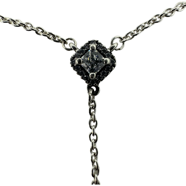 Pandora Cubic Zirconia Geometric Shape Y Necklace 925 Sterling Silver Chain