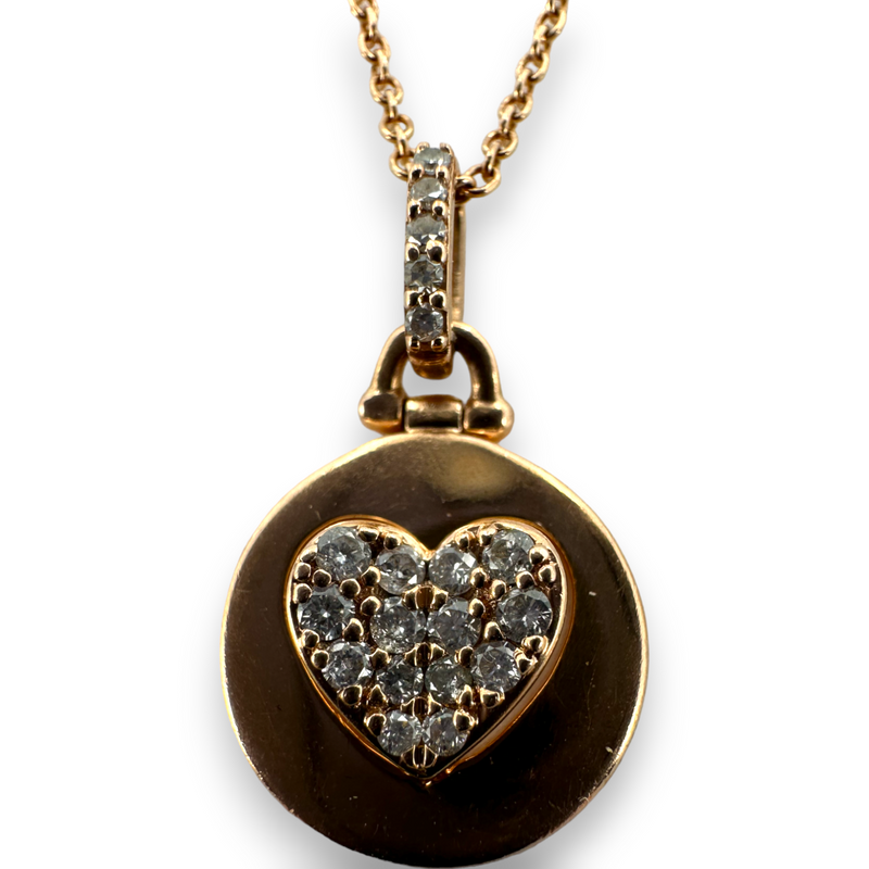 Love Pave Diamond Heart Pendant Necklace Rose Gold 10KT 417