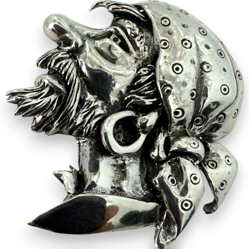 Cintage Marleen Sterling Silver Pirate's Head Pin Brooch 925