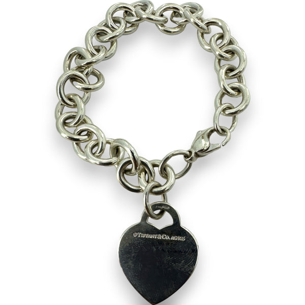 Tiffany & Co 925 Sterling Silver 7" Please Return Tiffany Collection Heart Tag Charm Bracelet Roma Edition Made in Milan, Italy