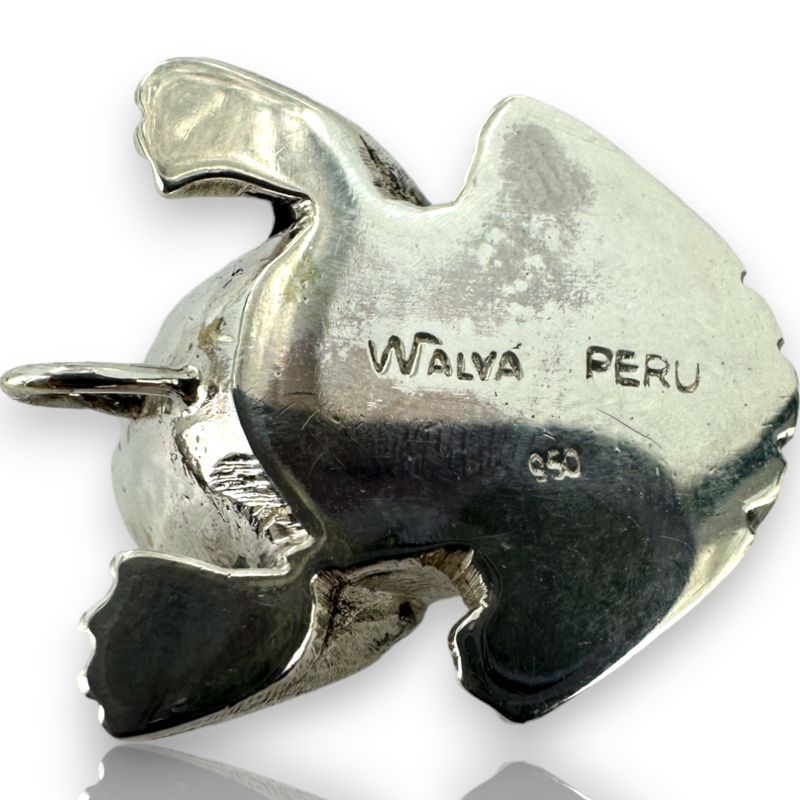 Walva Peru Leaping Dot Frog Pendant 950 Fine Silver Charm