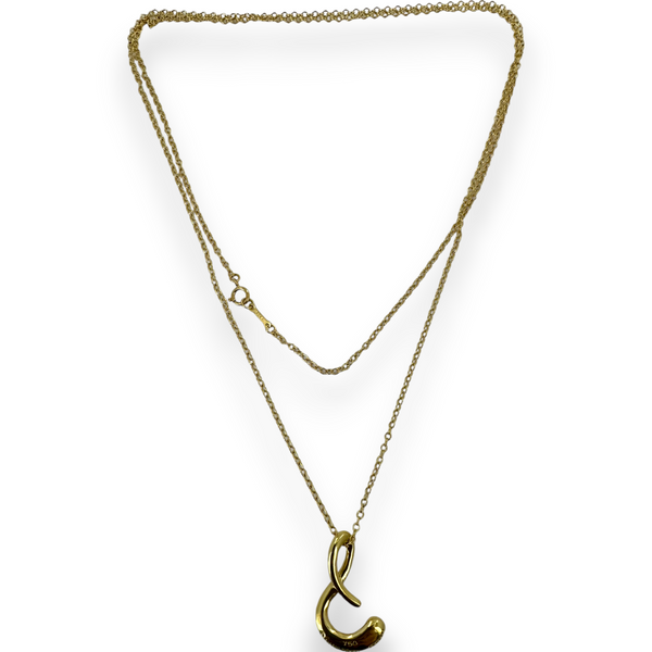 Tiffany & Co. Peretti 18KT 750 Yellow Gold Initial S Pendant Necklace