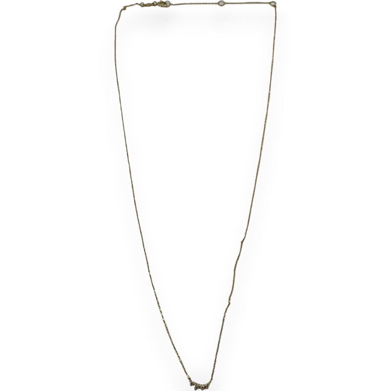 Solid 14kt Yellow Gold and Diamond Dainty Crescent Shape Everyday Necklace with Adjustable 16"-18" Chain