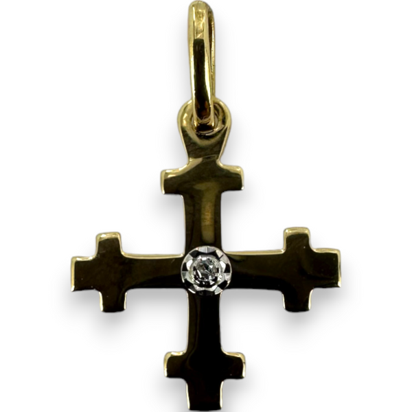 Ottaviani Vintage 18KT 750 Yellow Gold Square Orthodox Cross Pendant Charm