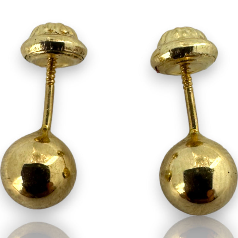 Kids 10kt Solid Yellow Gold 6mm Ball Stud Classic Everyday Screw-Back Pierced Earrings with 18k Earring Backs