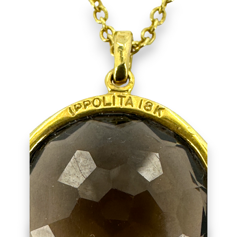 Ippolita Rock Candy Faceted Round Smoky Quartz Pendant Necklace Yellow Gold 18KT 750