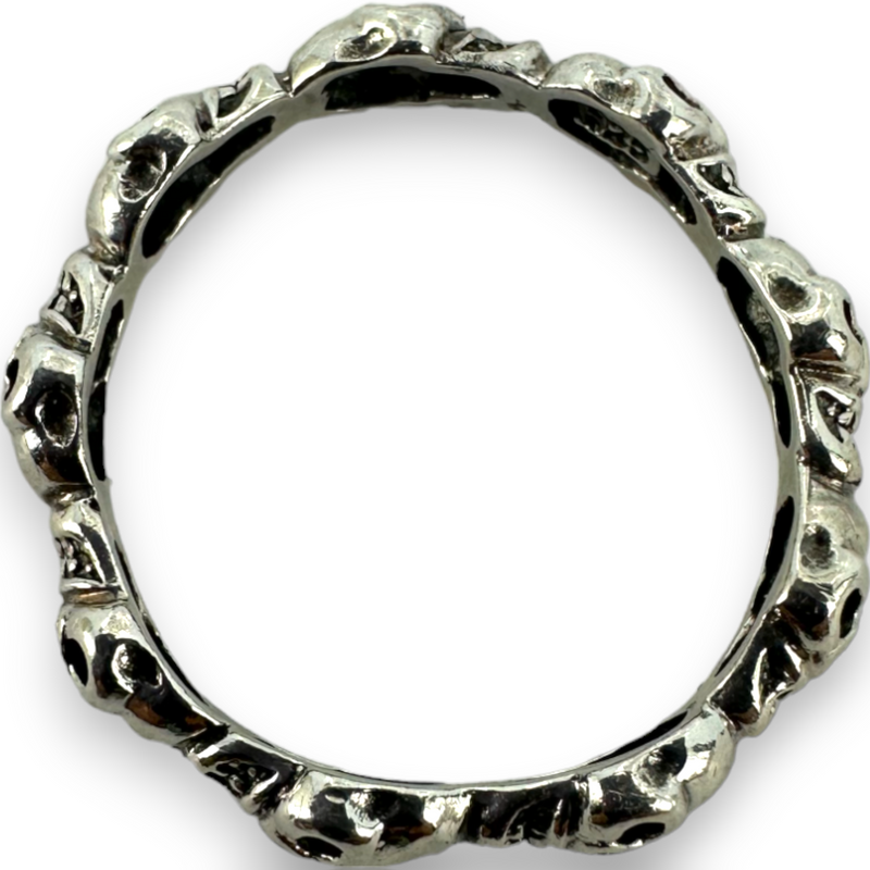 Eternity Skull Wrap Around Band Ring 925 Sterling Silver Ring Size 7.5