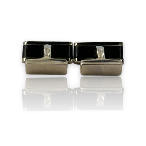 Hugo Boss Rectangular Stainless Steel Cufflinks Black Color Italy