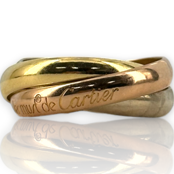 Vintage Cartier 18kt 750 Tri Color Trinity Band Ring Size 52