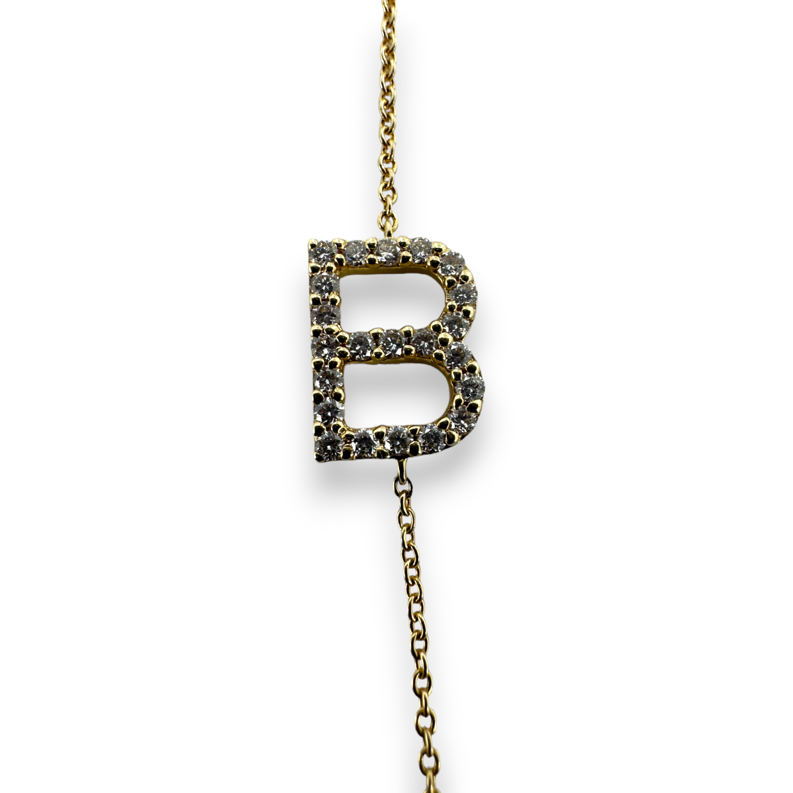 Personalized Diamond Initial "B" Pendant Necklace 14KT 585 Yellow Gold ...