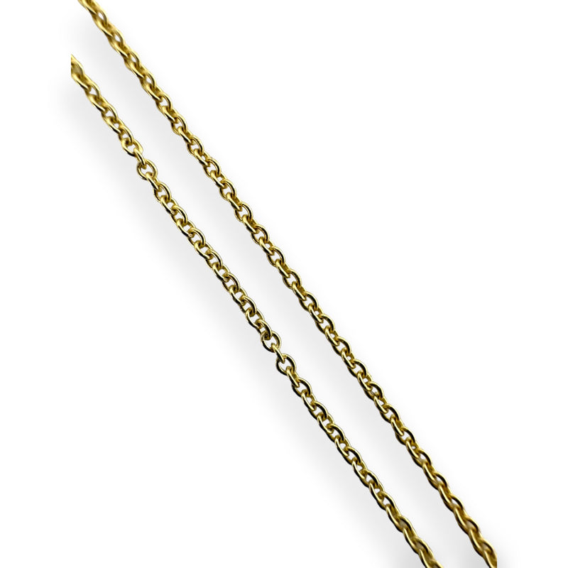 Helen Ficalora 15mm Solid 14kt Yellow Gold Charms Earth and Peace Reversible on 25" Endless Cable Chain