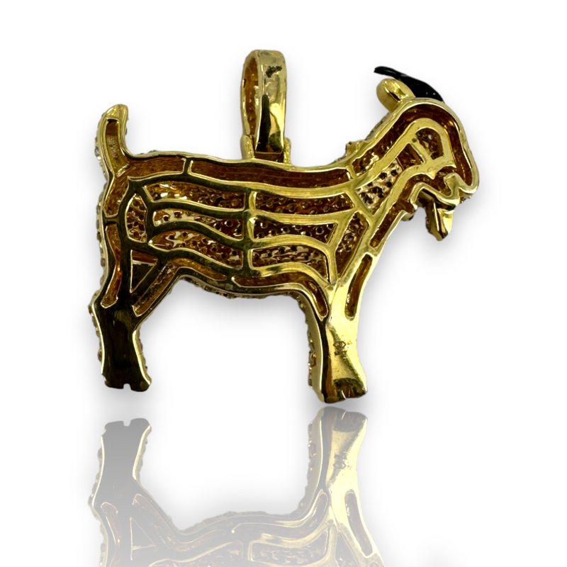 Iced Out GOAT 2.00ctw Diamond Charm Pendant 14k 585 Yellow Gold