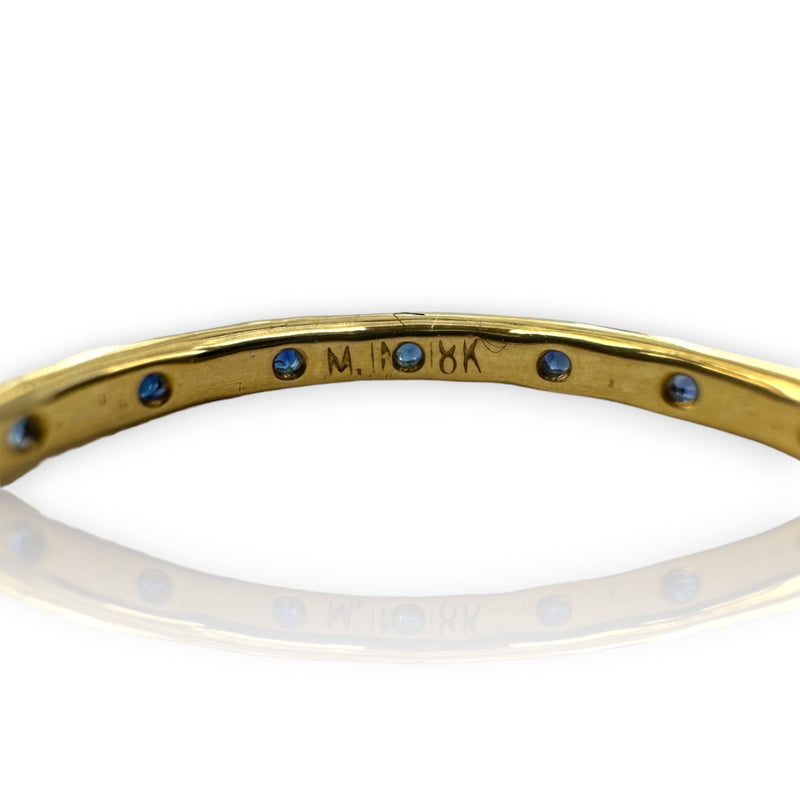 Melissa Joy Manning Solid 18kt Yellow Recycled Gold 18 Sapphire 1.7mm Band Size 6