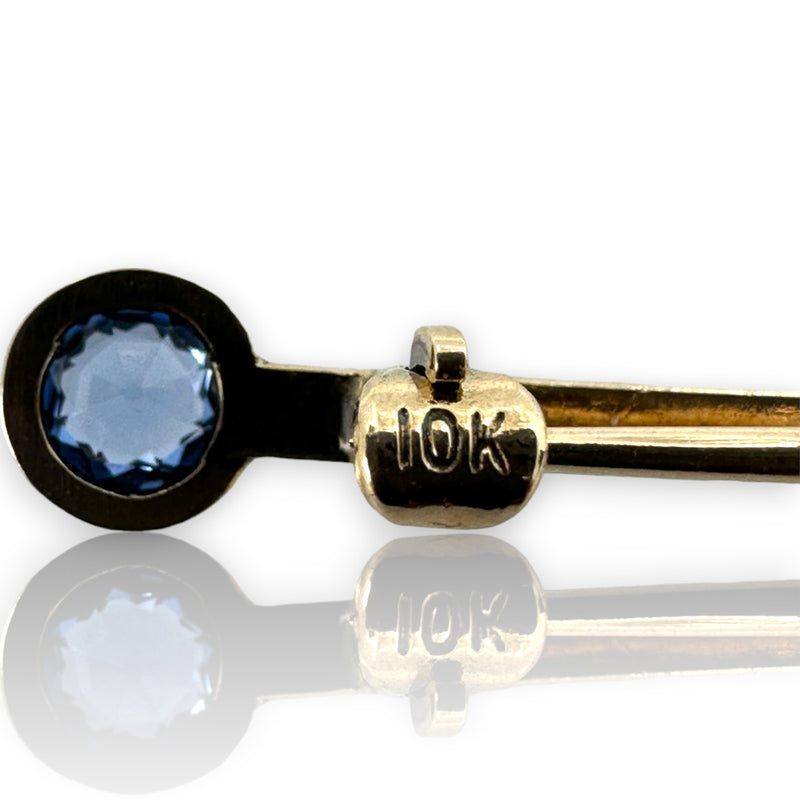 Late Victorian 10k Solid Yellow Gold Sapphire Bar Pin Brooch