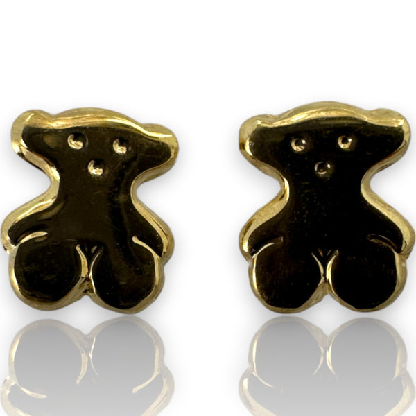 Kids 10k Solid Yellow Gold Teddy Bear Screw-Back Dainty Small Stud Earrings with 18k Earring Backs (2)