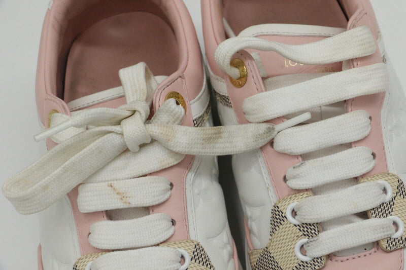 Louis Vuitton Monogram Embossed Damier Time Out Womens Sneakers Size 36.5/US 6.5