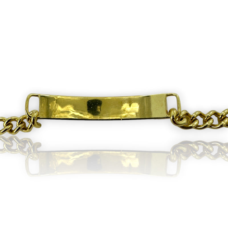 Penny Preville Designer Solid Heavy 18kt Yellow Gold Curb Link ID Engravable Bracelet with Milgrain Detail 7.25" Length