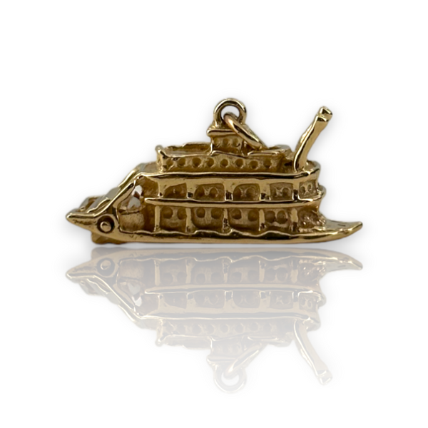 Vintage Steam Boat New Orleans River Boat 14k 585 Yellow Gold Charm Pendant