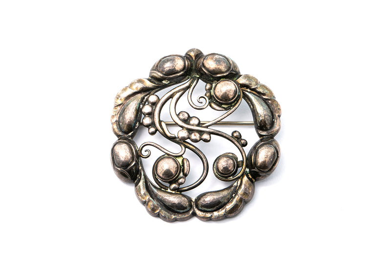 Georg Jensen Art Nouveau #159 Sterling Silver 925 Brooch Lapel Pin