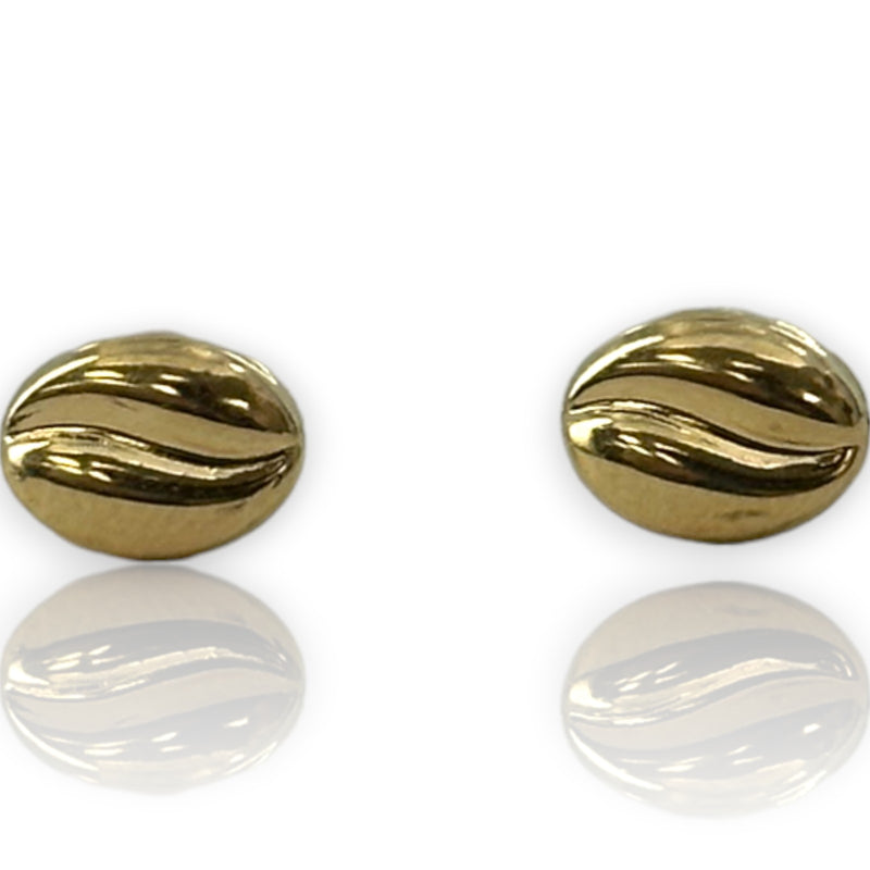 Kids 10kt Solid Gold Coffee Bean Oval Stud Screw-Back Earrings with 18k Earring Backs