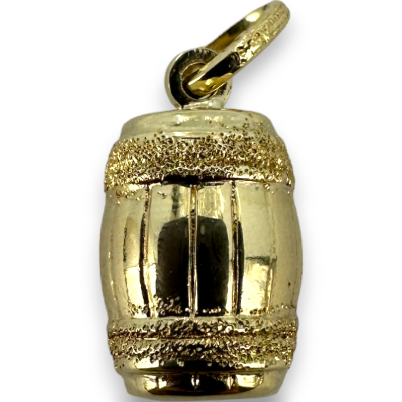 Whiskey Barrel Wine Barrel 14KT 585 Yellow Gold Charm Pendant