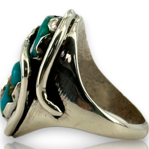 Vintage Effie C. Zuni Calavaza 925 Sterling Silver Turquoise Ring Size 10